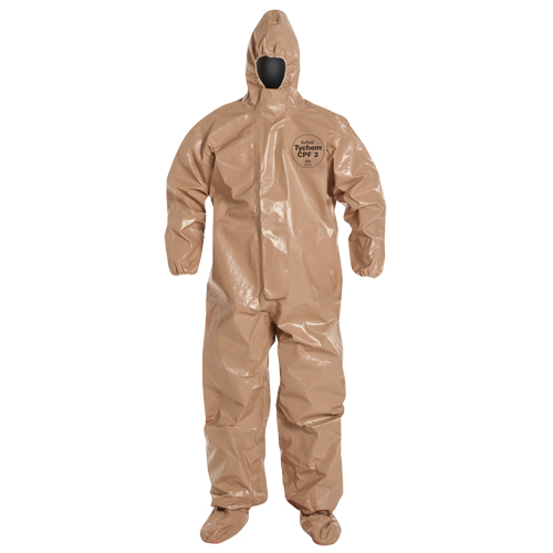 Tychem&reg; 5000 Protective Hooded Coveralls, Small, Brown Action Paper