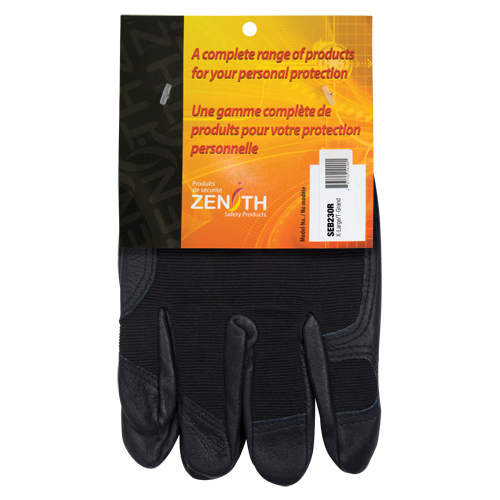 ZM300 Mechanic's Gloves, Grain Leather Palm, Size X-Large Action Paper