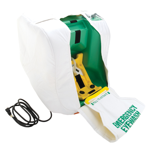 Heated Portable Eyewash Station, Gravity-Fed, 16 gal. Capacity, Meets ANSI Z358.1 Action Paper
