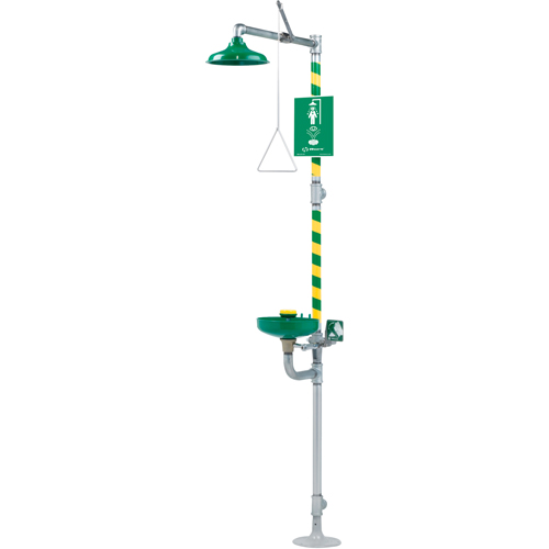 Combination Emergency Shower and Eye/Face Wash Stations, Pedestal Action Paper