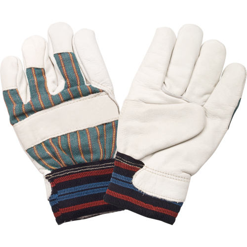 Abrasion-Resistant Winter-Lined Work Gloves, Medium, Grain Cowhide Palm, Cotton Fleece Inner Lining Action Paper
