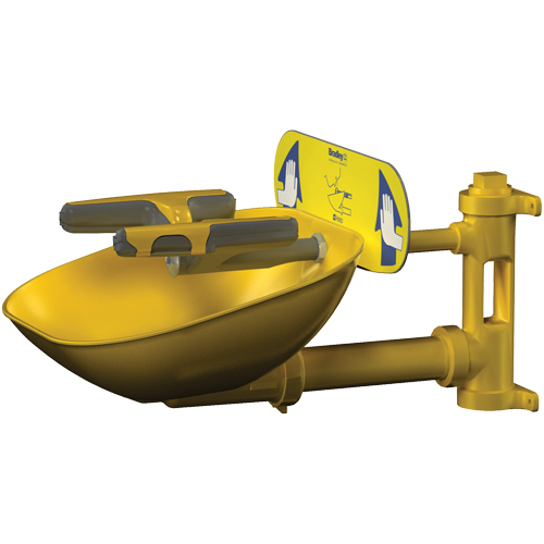 Postes de douche oculaire/faciale Halo, Installation Montage mural, Bol Plastique Action Paper