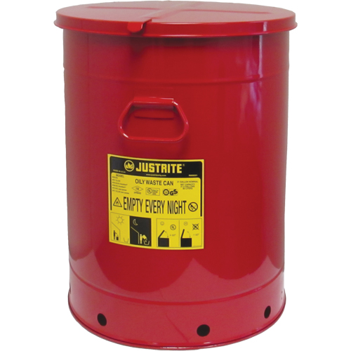 Hand Operated Oily Waste Can, FM Approved/UL Listed, 21 US gal., Red Action Paper