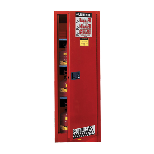 Sure-Grip&reg; EX Slimline Flammable Safety Cabinet, 22 gal., 3 Shelves Action Paper