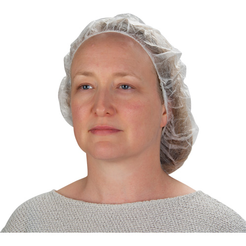 Bonnets bouffants non tiss&eacute;s, Polypropyl&egrave;ne, 21"/Grand, Blanc Action Paper