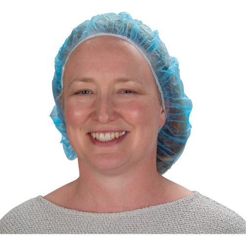 Bonnets bouffants non tiss&eacute;s, Polypropyl&egrave;ne, 21"/Grand, Bleu Action Paper