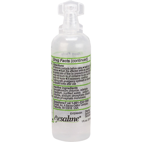 Bouteilles de solution saline pour douche oculaire, Bouteille Plein, 1 oz Action Paper
