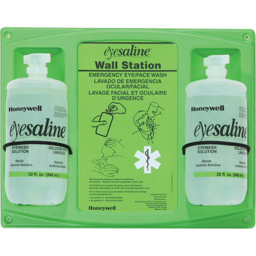 Support mural pour solution saline de douche oculaire, Double Action Paper