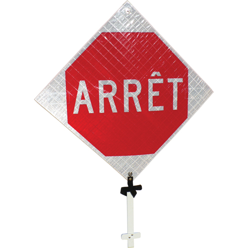 "Arr&ecirc;t" Pole Sign, 24" x 24", Aluminum, French Action Paper