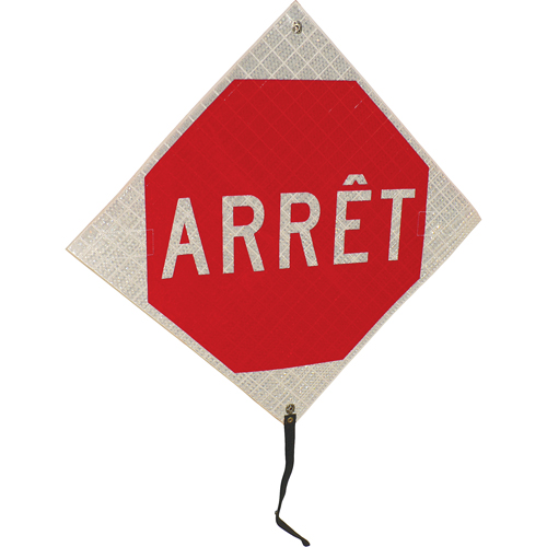 "Arr&ecirc;t" Rolled-Up Traffic Sign, 24" x 24", Vinyl, French Action Paper