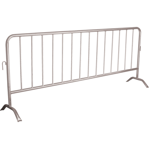 Portable Barrier, Interlocking, 102" L x 40" H, Silver Action Paper
