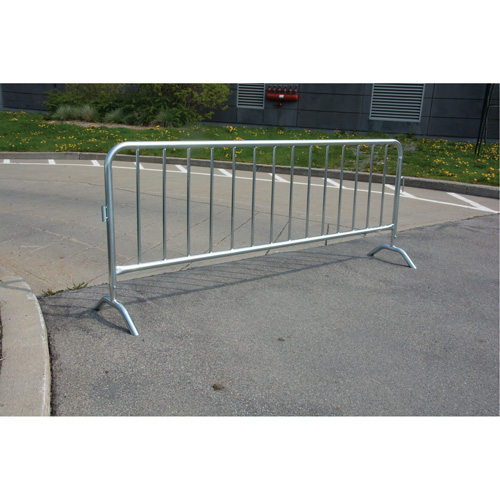 Portable Barrier, Interlocking, 102" L x 40" H, Silver Action Paper