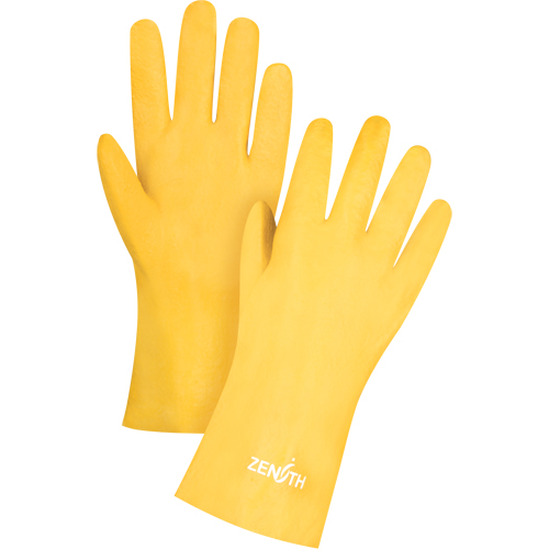 Gants &agrave; fini rugueux et r&eacute;sistants aux produits chimiques, Taille 9, 12" lo, PVC, Doublure en Interlock, 47-mil Action Paper