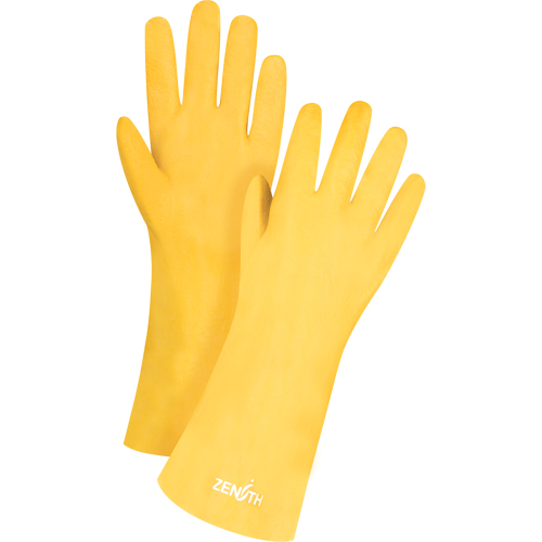Gants &agrave; fini rugueux et r&eacute;sistants aux produits chimiques, Taille 9, 14" lo, PVC, Doublure en Interlock, 47-mil Action Paper