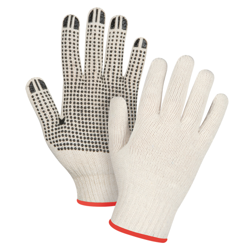 Lightweight Dotted String Knit Gloves, Poly/Cotton, Single Sided, 7 Gauge, Small Action Paper