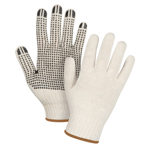 Heavyweight Dotted String Knit Gloves, Poly/Cotton, Single Sided, 7 Gauge, Large Action Paper
