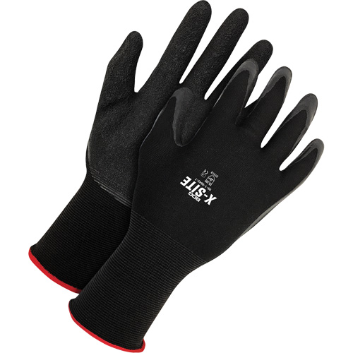 X-Site Coated Gloves, Small, Latex Coating, 15 Gauge, Nylon Shell Action Paper