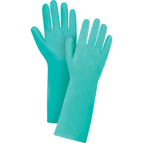 Gants de premi&egrave;re qualit&eacute; &agrave; prise en losange r&eacute;sistants aux produits chimiques, Taille T-Grand/10, 15" lo, Nitrile, 22 mils Action Paper