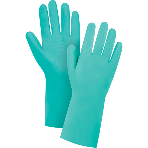Premium Diamond-Grip Chemical-Resistant Gloves, Size Large/9, 13" L, Nitrile, Flock-Lined Inner Lining, 15-mil Action Paper