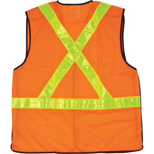 5-Point Tear-Away Traffic Safety Vest, High Visibility Orange, Medium, Polyester Action Paper
