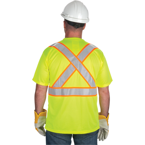 CSA Compliant T-Shirt, Polyester, X-Large, High Visibility Lime-Yellow Action Paper