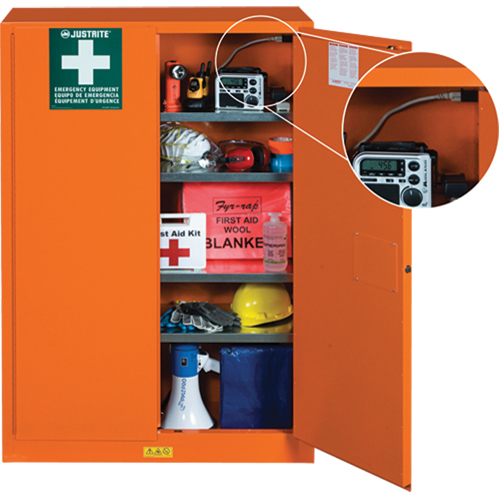Emergency Preparedness Storage Cabinets, Steel, 4 Shelves, 65" H x 43" W x 18" D, Orange Action Paper