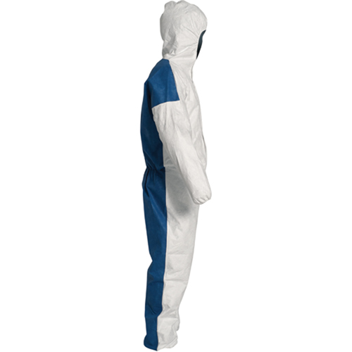 Hooded Coveralls, 4X-Large, Blue/White, Tyvek&reg; 400 D Action Paper