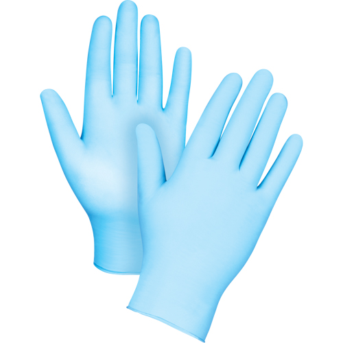Gants tactiles jetables de calibre m&eacute;dical, Petit, Nitrile/vinyle, 4,5 mils, Sans poudre, Bleu, Classe 2 Action Paper