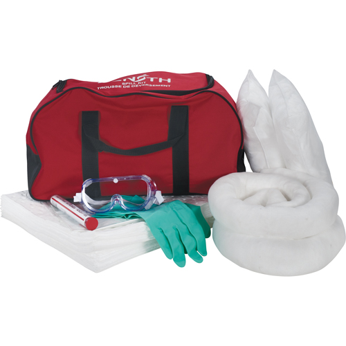Trousse de lutte contre les d&eacute;versements pour v&eacute;hicules, Huile seulement, Sac, Absorbance de 10 gal. US Action Paper