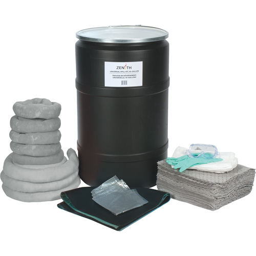 Spill Kit, Universal, Drum, 55 US gal. Absorbancy Action Paper