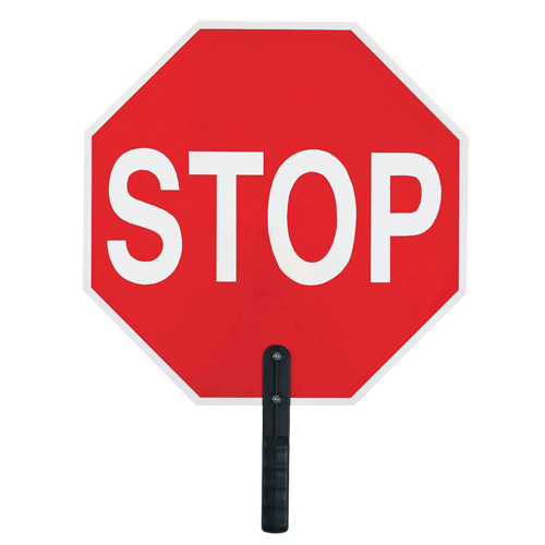 "Stop" Traffic Sign, 18" x 18", Plastic, English with Pictogram Action Paper