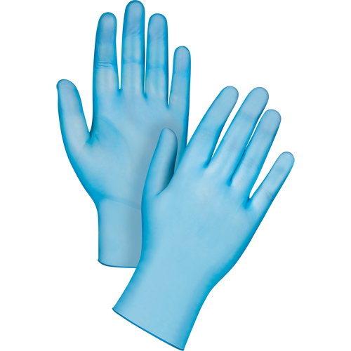Medical-Grade Disposable Gloves, Small, Vinyl, 4.5-mil, Powder-Free, Blue, Class 2 Action Paper