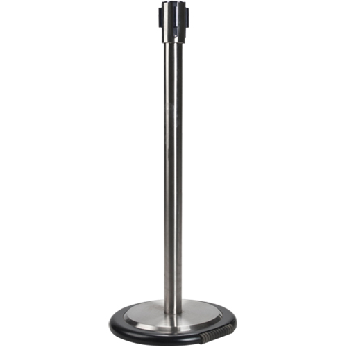 Free-Standing Crowd Control Barrier Receiver Post With Wheels, 35" High, Stainless Action Paper