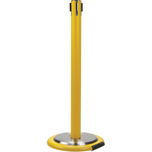 Poteau r&eacute;cepteur pour barri&egrave;res sur pieds pour le contr&ocirc;le des foules avec roues, Hauteur de 35", Jaune Action Paper