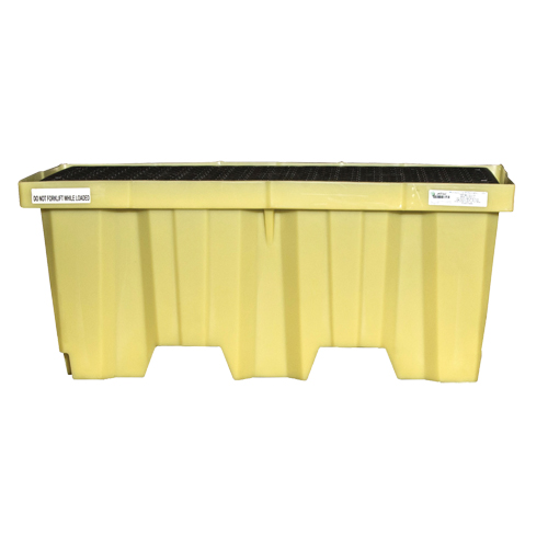 Palettes Poly-Spillpallet emboîtables sans drain pour 2 barils, Capacit&eacute; de d&eacute;versement 66 gal. US, 51" x 26" x 21" Action Paper