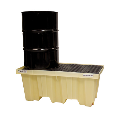 Palettes Poly-Spillpallet emboîtables sans drain pour 2 barils, Capacit&eacute; de d&eacute;versement 66 gal. US, 51" x 26" x 21" Action Paper