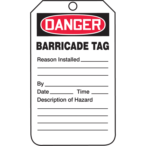 Safety Tags, Plastic, 3-1/4" W x 5-3/4" H, English Action Paper