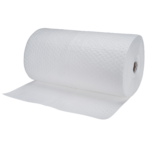 Industrial-Grade Fine Fibre Sorbent Rolls, Heavyweight, 150' L x 30" W, 70 gal. Absorbancy Action Paper