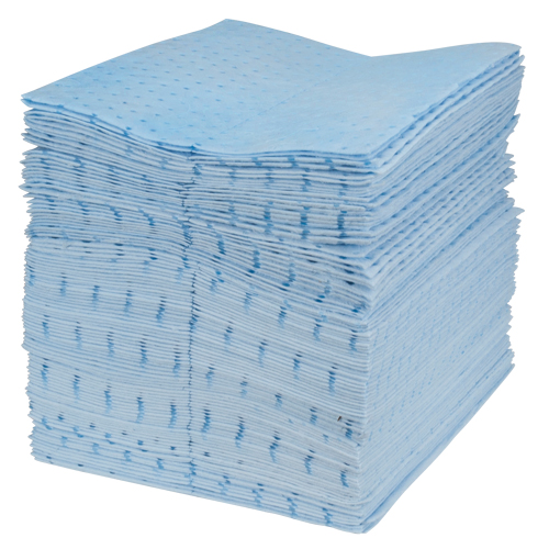 Premium Blue Bonded Sorbent Pads, Oil Only, 15" x 18", 30 gal. Absorbancy Action Paper