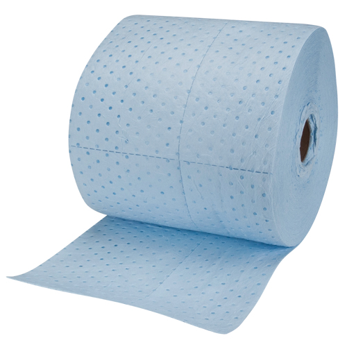 Premium Blue Bonded Sorbent Pads, Heavyweight, 150' L x 15" W, 25 gal. Absorbancy Action Paper