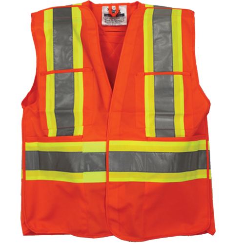 Tear Away Safety Vest, High Visibility Orange, 4X-Large/5X-Large, Polyester Action Paper