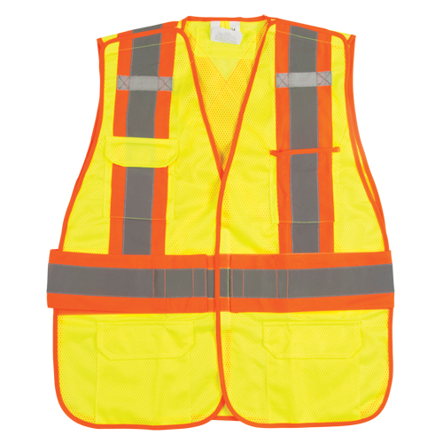 CSA Compliant High Visibility Surveyor Vest, High Visibility Lime-Yellow, 2X-Large, Polyester Action Paper
