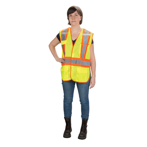 CSA Compliant High Visibility Surveyor Vest, High Visibility Lime-Yellow, 2X-Large, Polyester Action Paper