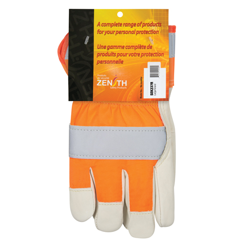 Gants d'ajusteur &agrave; chaleur sup&eacute;rieure orange haute visibilit&eacute;, Grand, Paume en Cuir fleur de vache, Doublure en Thinsulate Action Paper