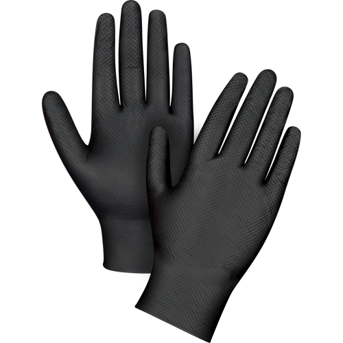 Heavyweight Tactile Grip Examination Gloves, Small, Nitrile, 8-mil, Powder-Free, Black Action Paper