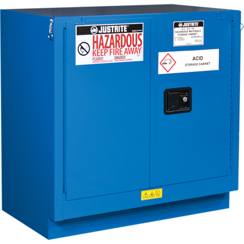 Armoires sous le comptoir doubl&eacute;es pour rangement de mati&egrave;res dangereuses Chem-Cor, 22 gal., 35" x 35" x 22" Action Paper