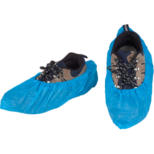 CPE Shoe Covers, 2X-Large, Polyethylene, Blue Action Paper