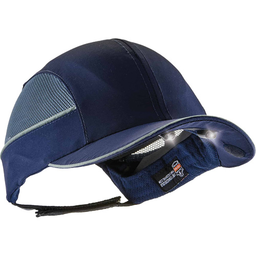 Skullerz&reg; 8960 Long Brim Bump Cap with LED Lighting, Navy Blue Action Paper