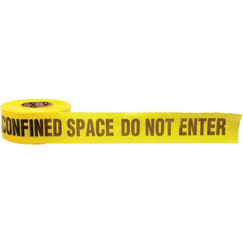 Barricade Tape, English, 3" W x 1000' L, 3 mils, Black on Yellow Action Paper