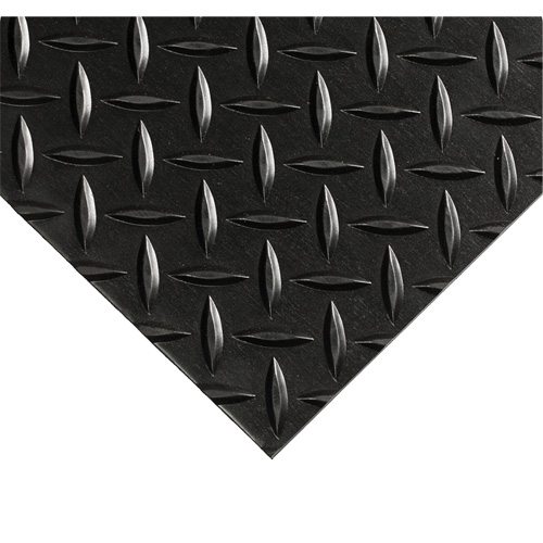 Tapis Diamond-Plate pour tableau de contr&ocirc;le no 701, 2' la x 5' lo, 1/4" &eacute;paisseur, Noir, PVC Action Paper